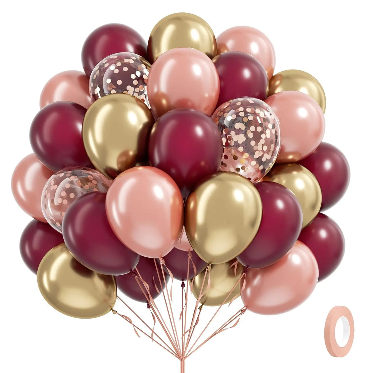 Ballons Mariage Bordeaux Or Rose