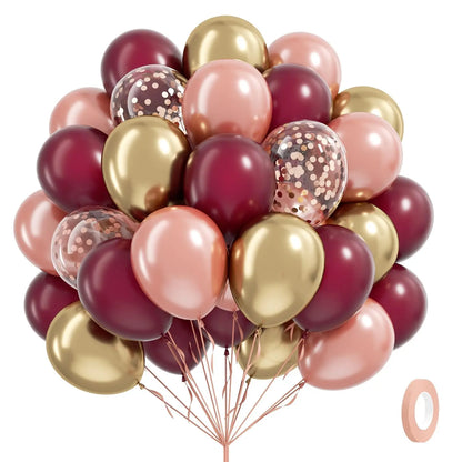Ballons Mariage Bordeaux Or Rose
