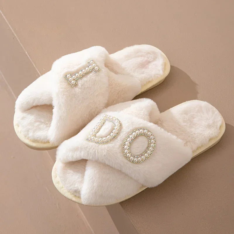 Chaussons Mariée à Lettres Perlées