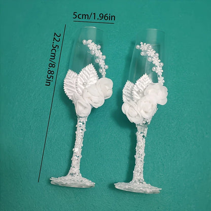 Flûtes Champagne Mariage Roses et Perles — vue 5
