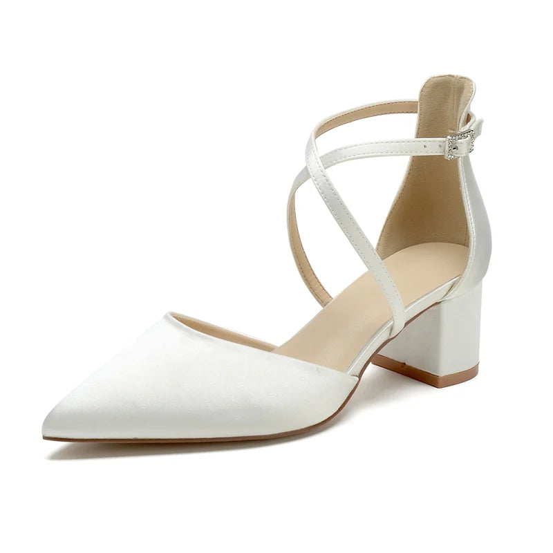 Escarpins Mariée Satin Talon Carré