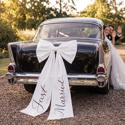 Nœud Voiture Mariage Blanc Épuré