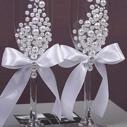Flûtes champagne mariage perles nacrées