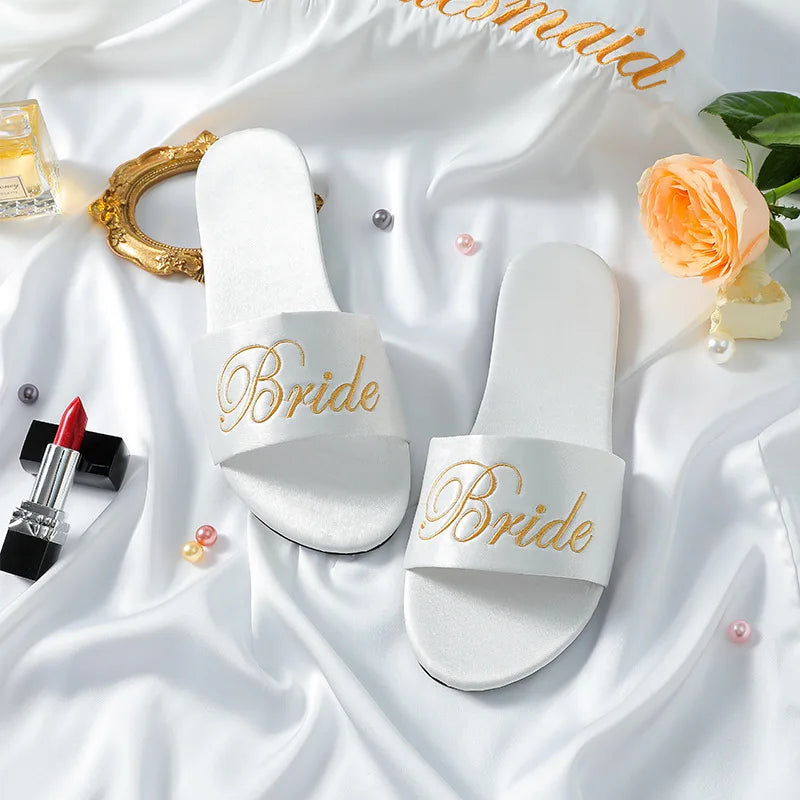 Chaussons mules de mariée en satin