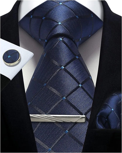 Coffret Cravate Mariage 8 cm Pochette Pince et Manchettes
