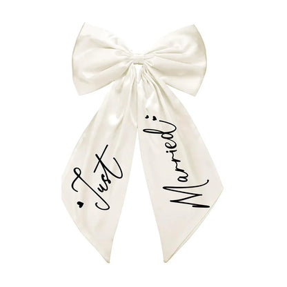 Nœud Arrière Voiture Mariage Satin Blanc — vue 7