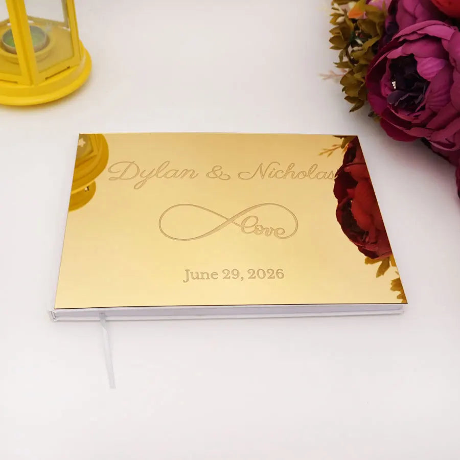 Livre d'Or Mariage Miroir Personnalisé Format Paysage 25x18 cm