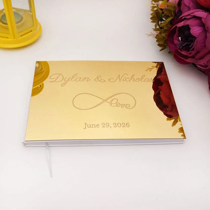 Livre d'Or Mariage Miroir Personnalisé Format Paysage 25x18 cm