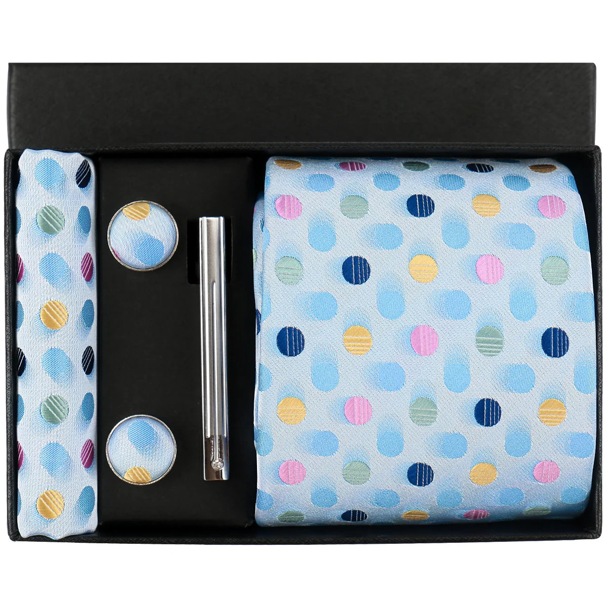 Coffret Cravate Mariage 8 cm Pochette Pince et Manchettes