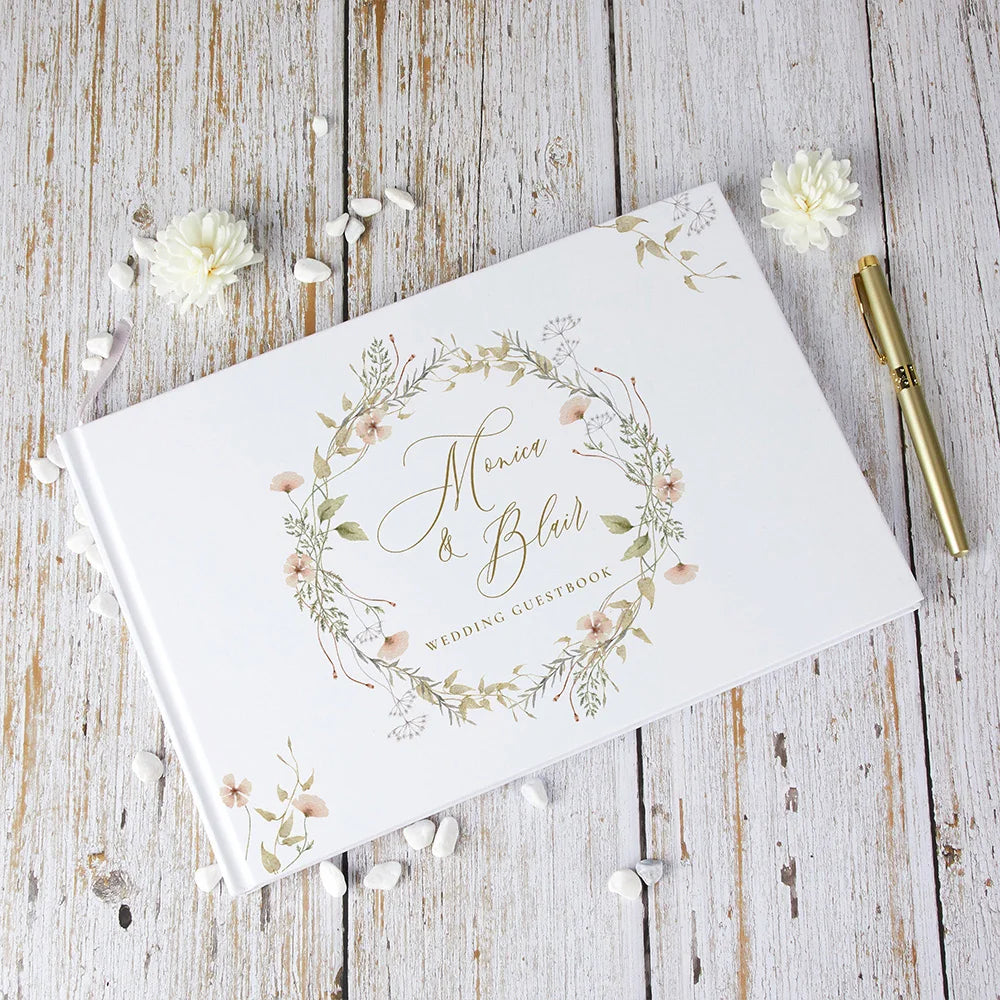 Livre d'Or Mariage Personnalisé Fleurs Aquarelle — vue 2