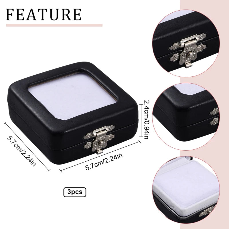 Écrin bagues rectangulaire simili cuir noir — vue 7