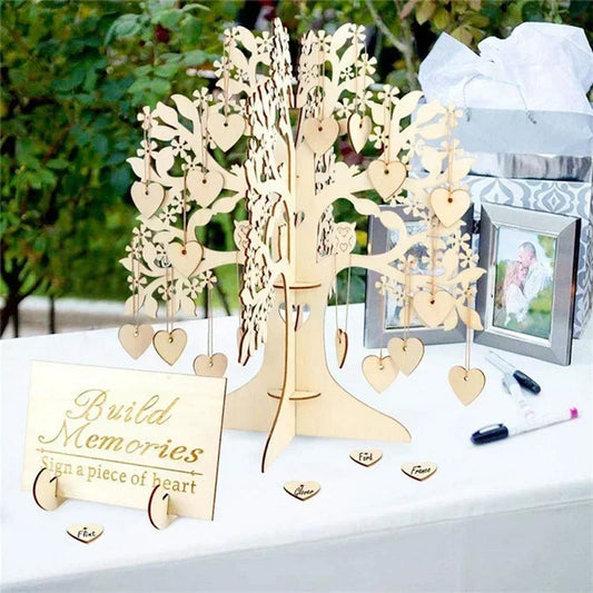 Livre d'Or Mariage Original Arbre à Cœurs Bois