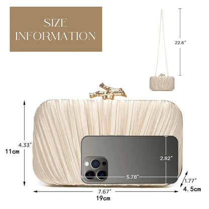 Pochette Mariage Satin Plissé à Chaîne