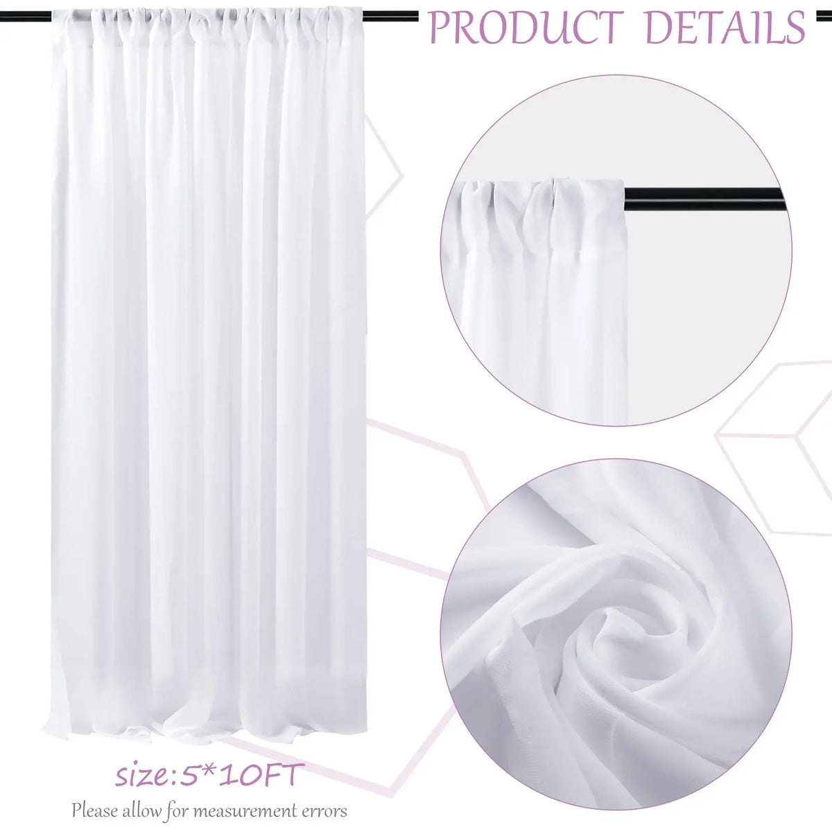 Voilage arche mariage mousseline passe-tringle