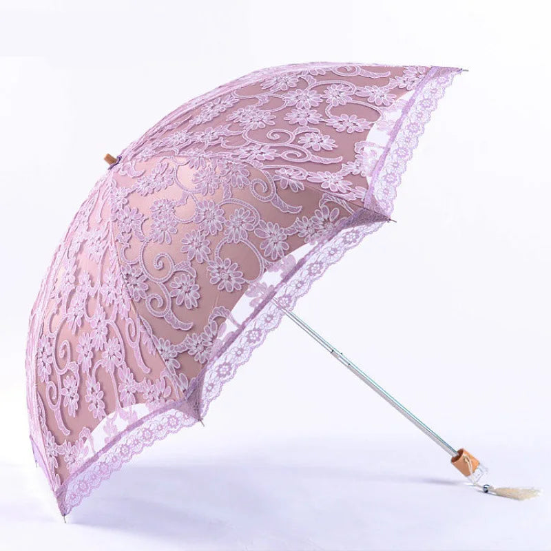 Ombrelle mariage pliante en dentelle