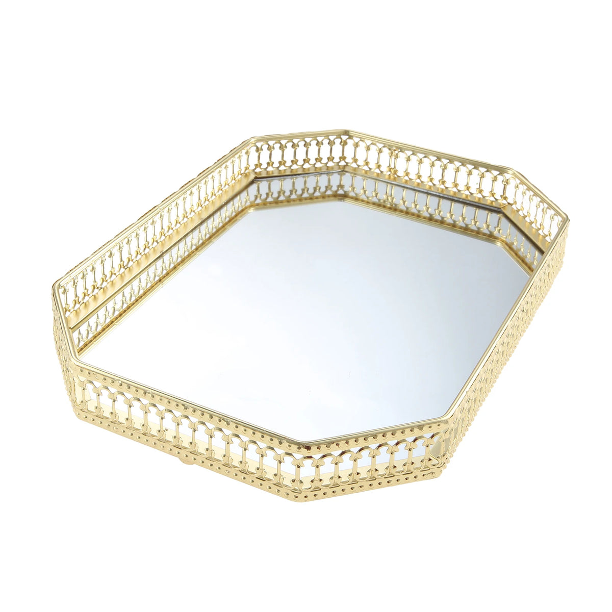 Plateau Miroir Doré Ajouré Mariage