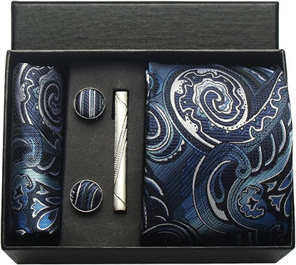 Coffret cravate mariage pochette et boutons manchette