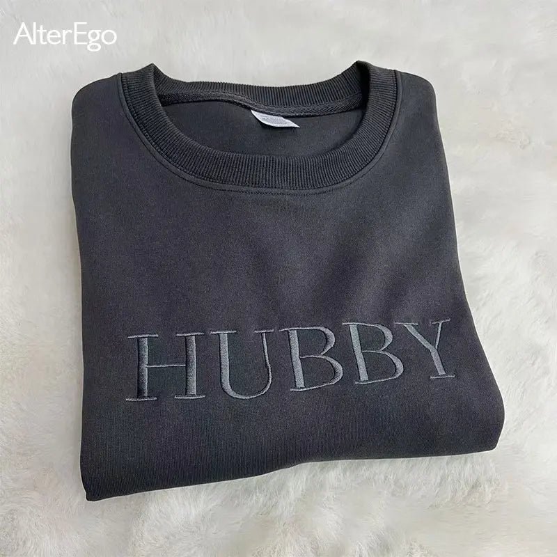 Sweat Brodé Personnalisé Wifey Hubby