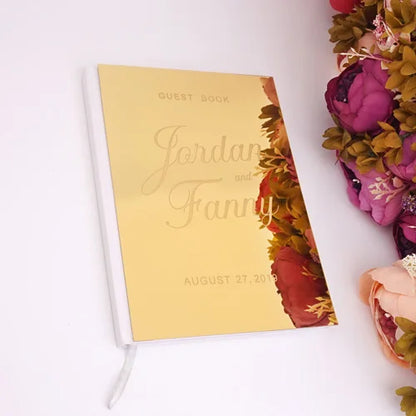 Livre d'Or Mariage Personnalisé Effet Miroir Doré ou Argenté