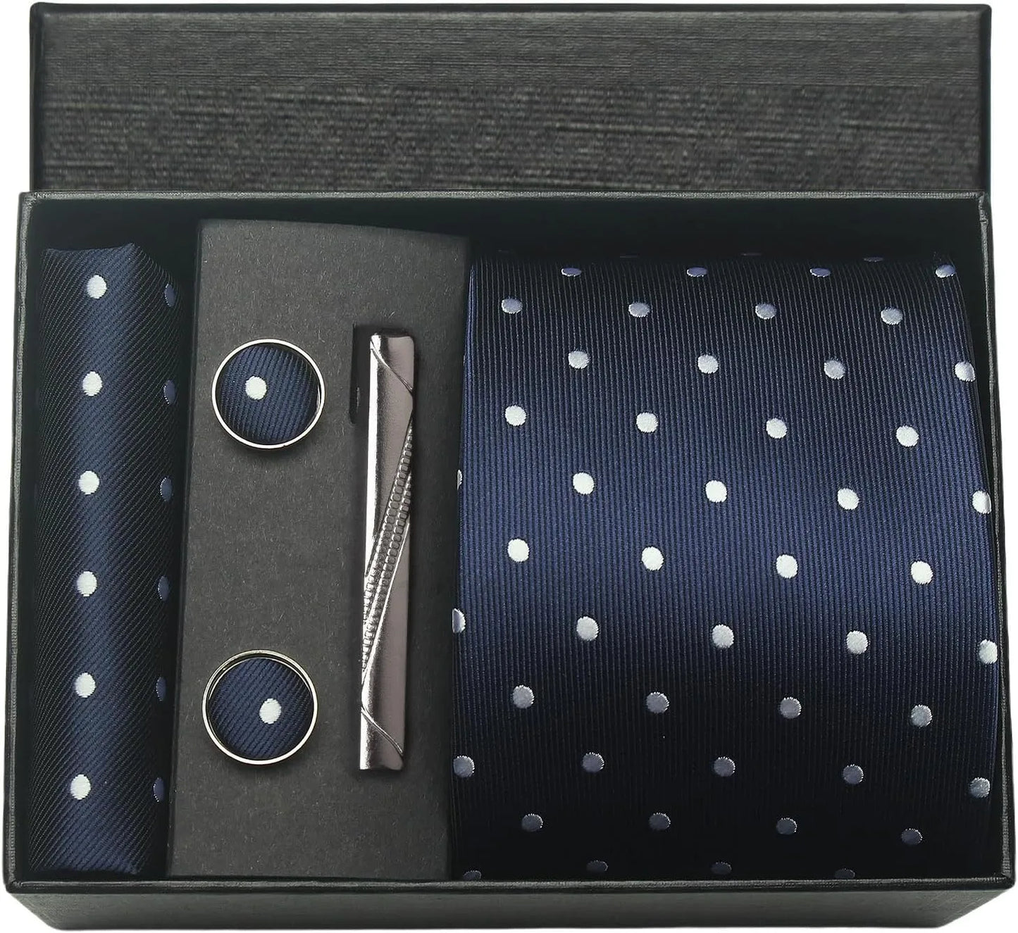 Coffret Cravate Mariage 8 cm Pochette Pince et Manchettes