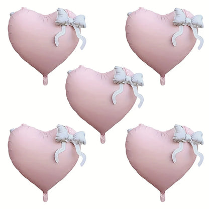 Ballon Cœur Mariage Rose avec Nœud — vue 4