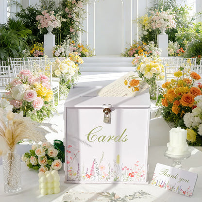 Urne mariage fleurs aquarelle blanche