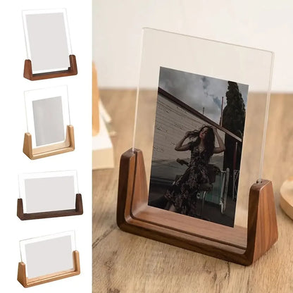 Cadre photo mariage acrylique socle bois en U
