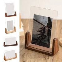 Cadre photo mariage acrylique socle bois en U