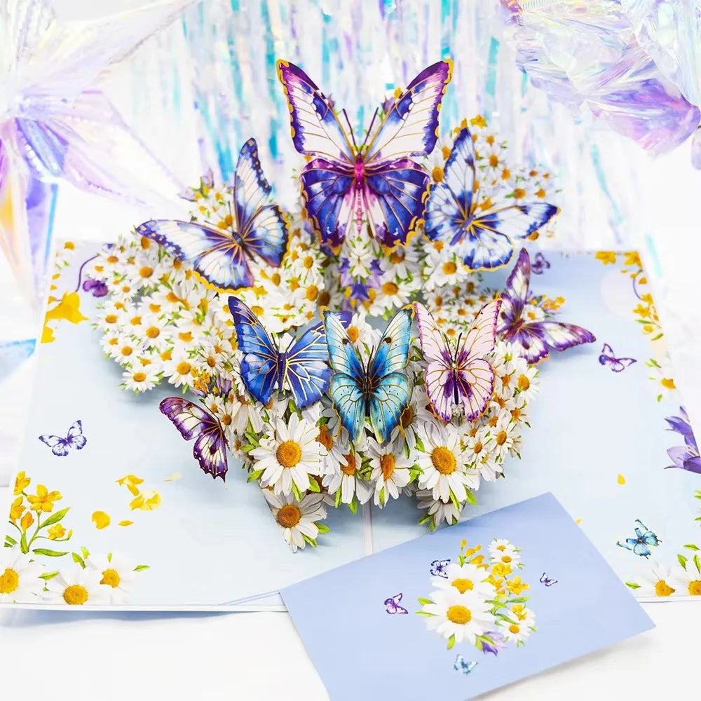 Carte Pop-Up 3D Fleurs et Mariage