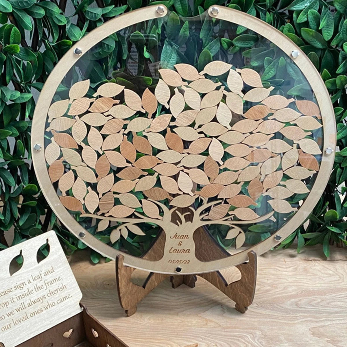 Livre d'or mariage original arbre bois