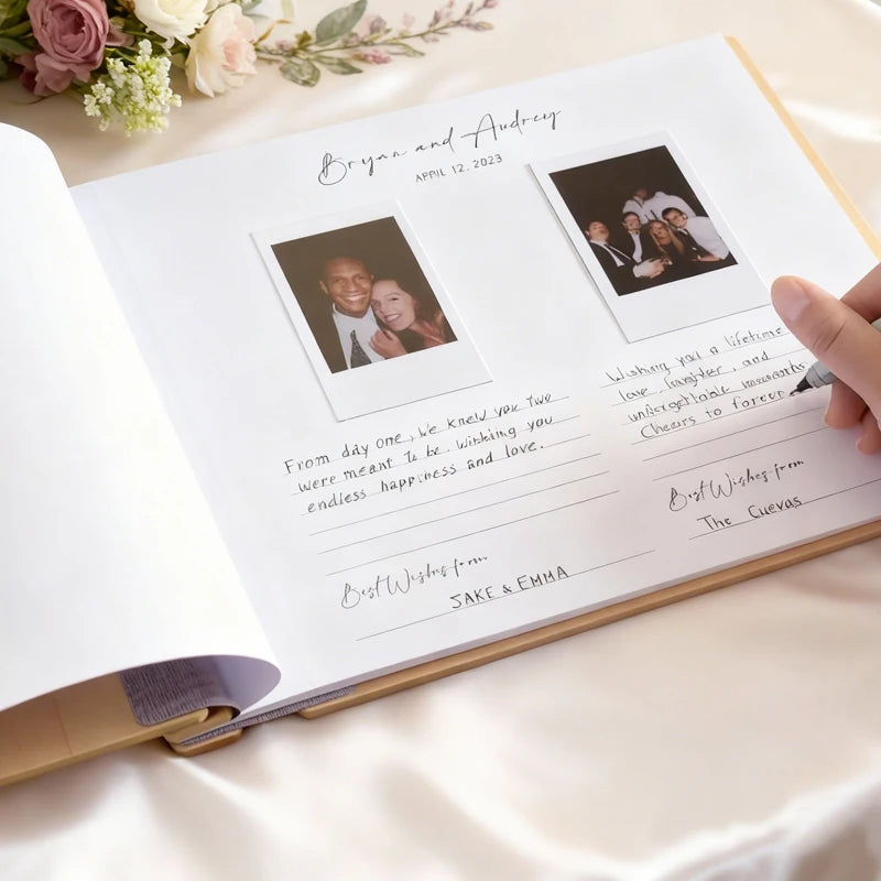 Livre d'or mariage personnalisé bois album photo