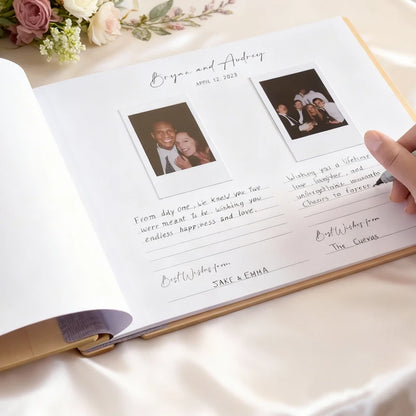 Livre d'or mariage personnalisé bois album photo — vue 3