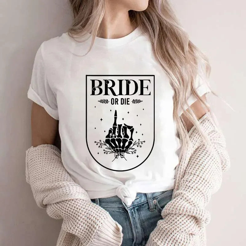 T-shirt EVJF Bride or Die Squelette