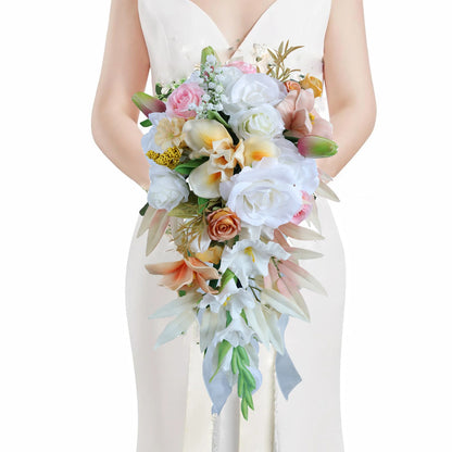 Bouquet de mariée artificiel en cascade