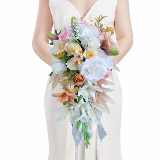 Bouquet de mariée artificiel en cascade
