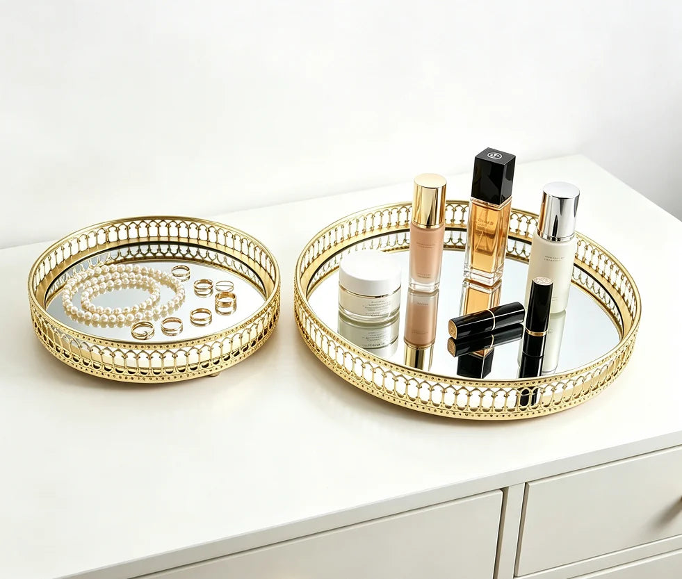 Plateau Miroir Doré Ajouré Mariage