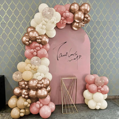 Arche Ballon Mariage Rose et Marron — vue 3