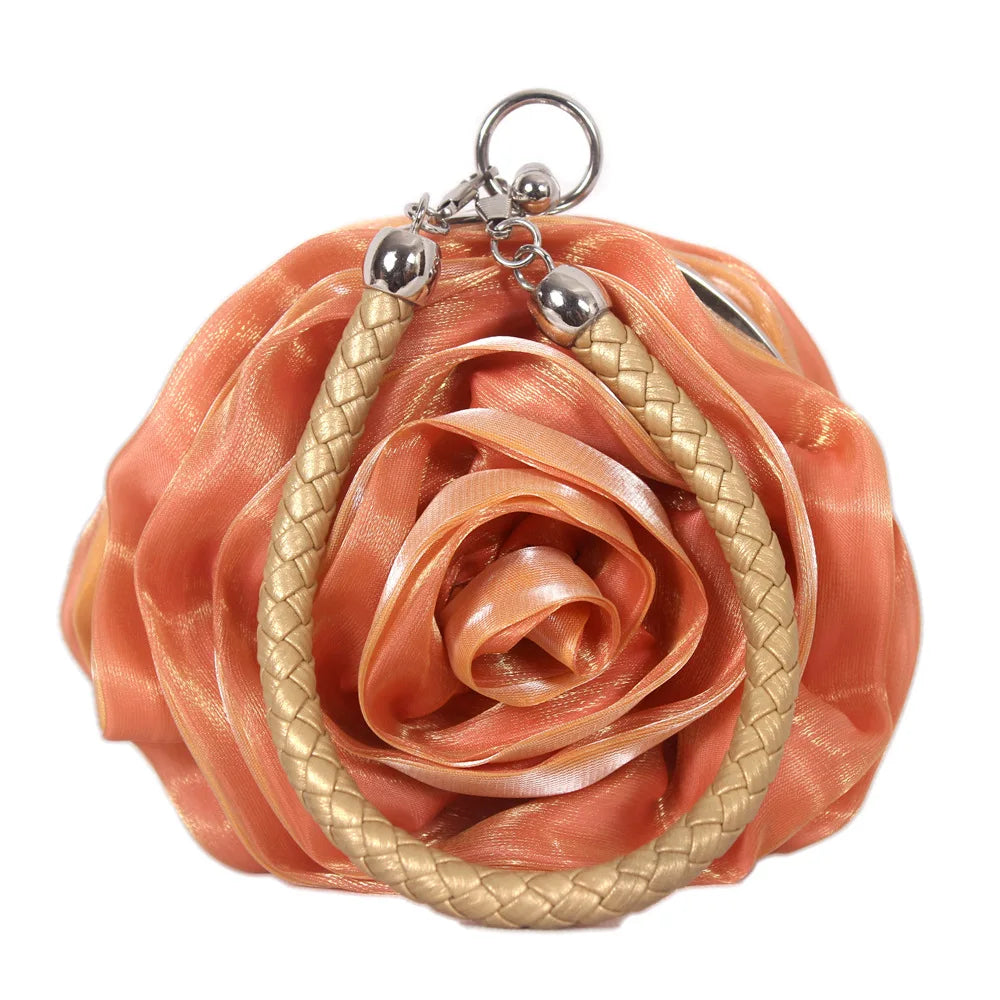Sac pochette mariée fleur de rose
