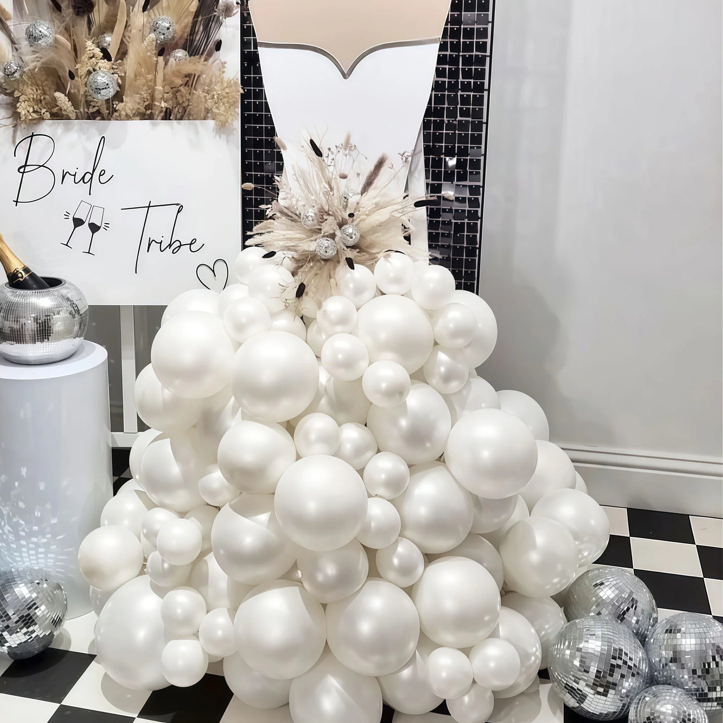 Arche Ballon Mariage Blanc Nacré