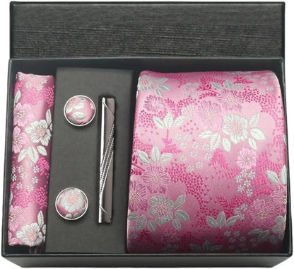 Coffret cravate mariage pochette et boutons manchette