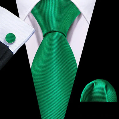 Cravate Mariage Homme Verte Pochette Boutons de Manchette
