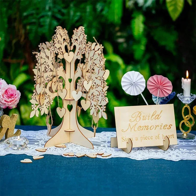 Livre d'Or Mariage Original Arbre à Cœurs Bois