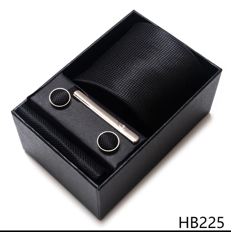 Coffret Cravate Mariage Homme Pochette et Boutons de Manchette