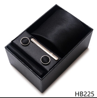 Coffret Cravate Mariage Homme Pochette et Boutons de Manchette