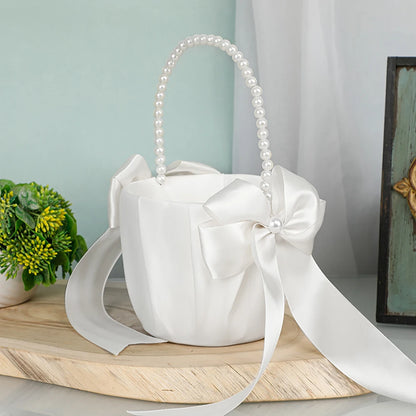 Coussin alliances satin blanc et panier — vue 8