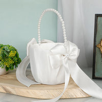 Coussin alliances satin blanc et panier — vue 8