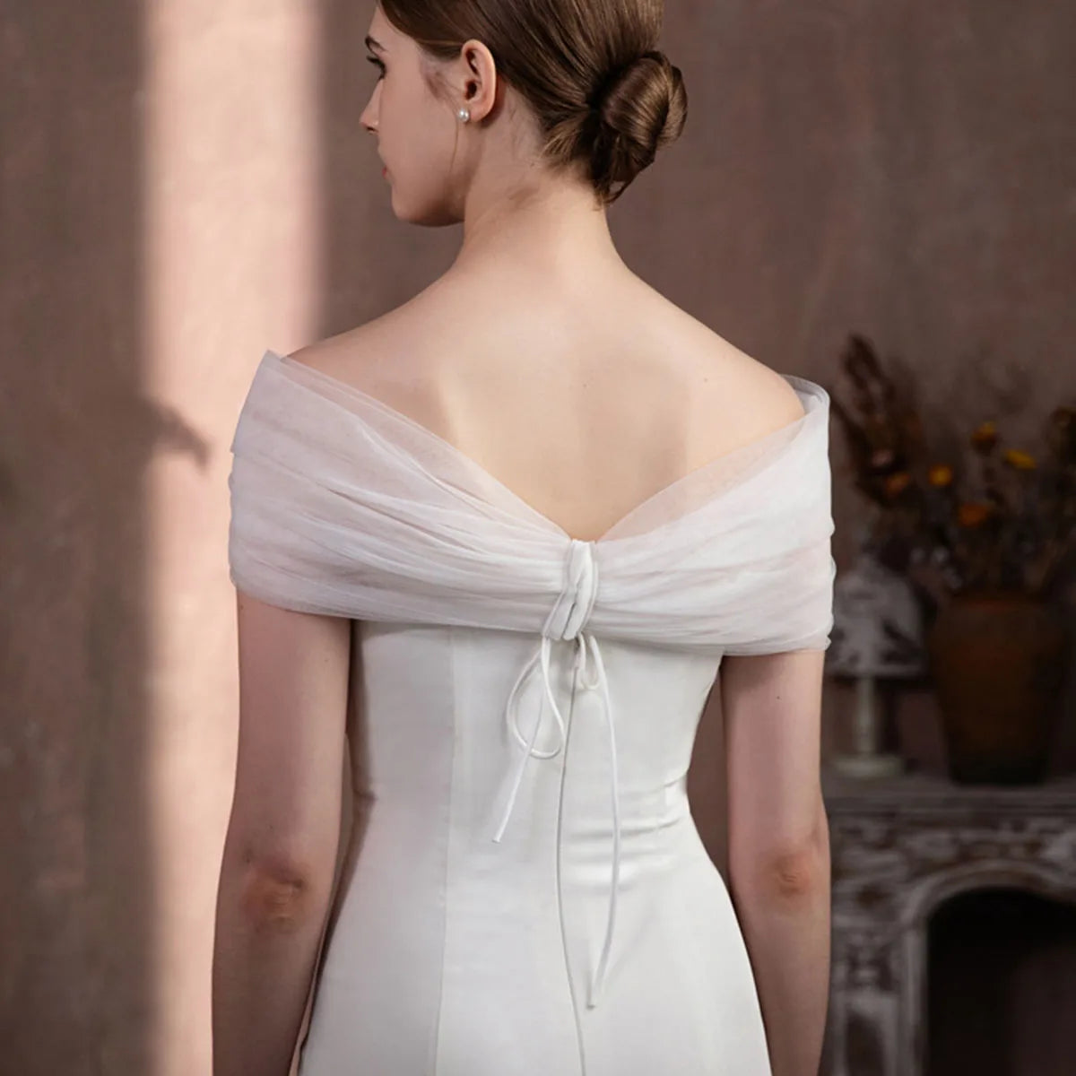 Étole Mariée Tulle Épaules Dénudées