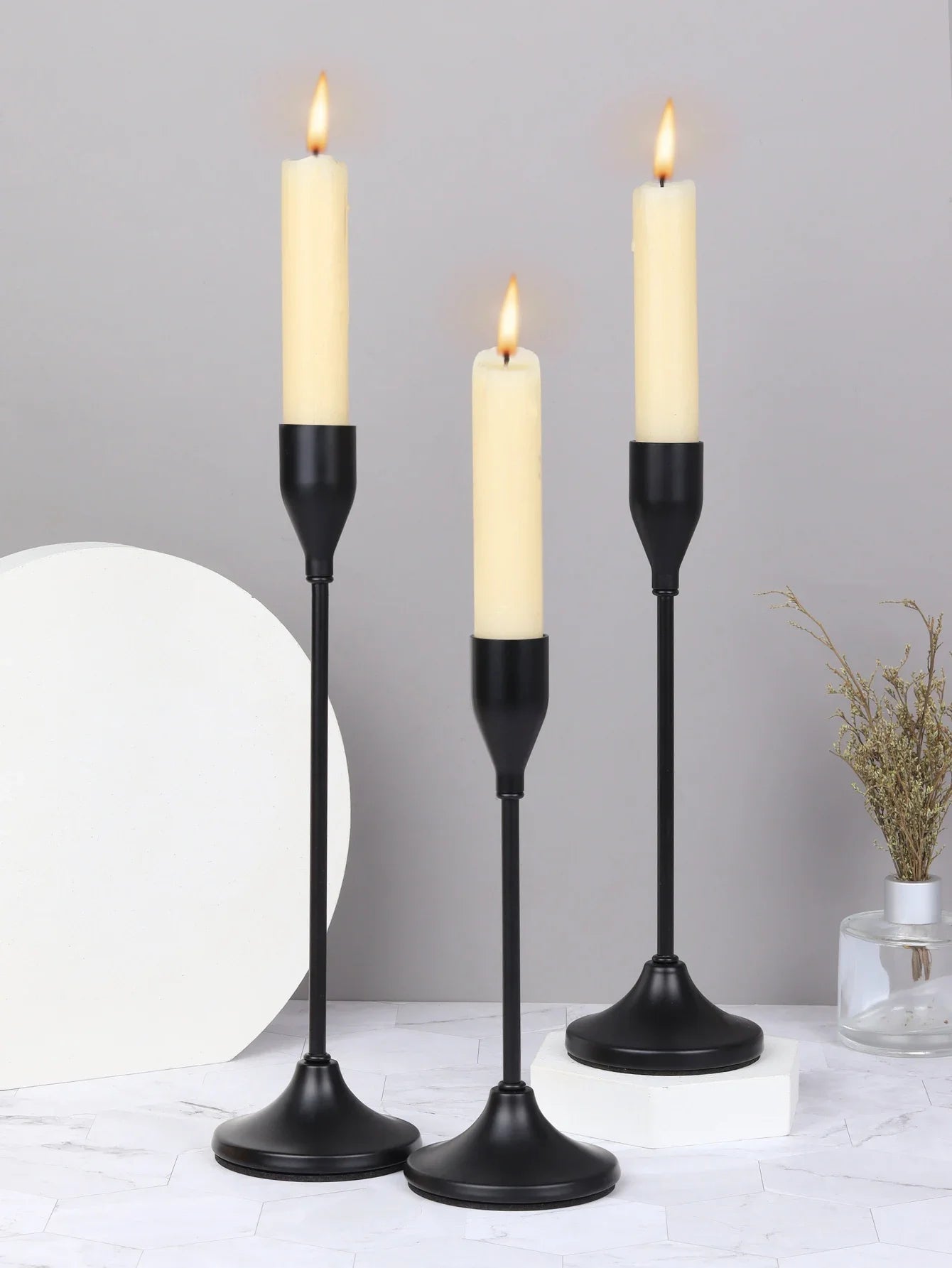Bougeoir mariage lot de 3 chandeliers hauteurs graduées