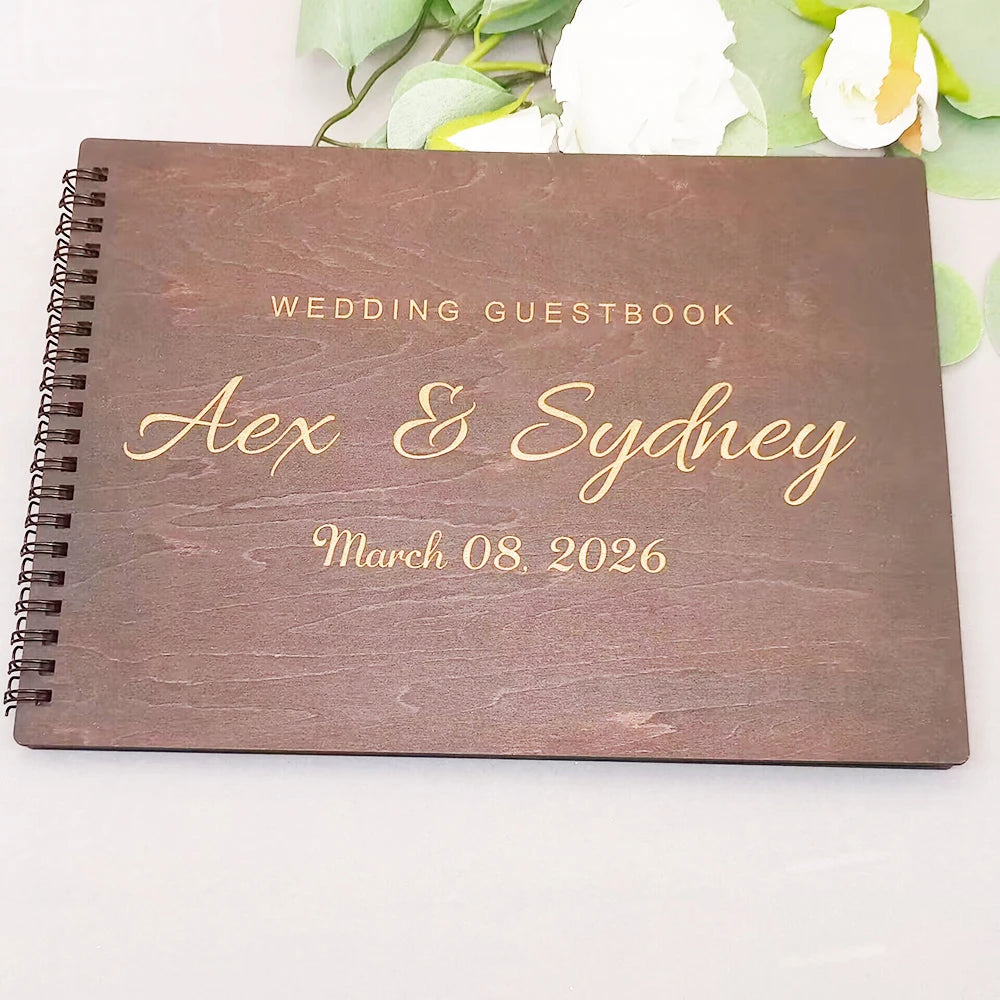 Livre d'Or Mariage Bois Gravé Personnalisé B5