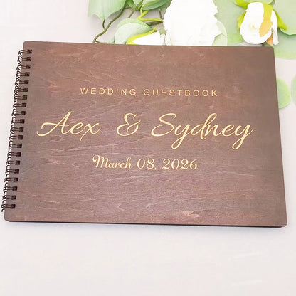 Livre d'Or Mariage Bois Gravé Personnalisé B5 — Modèle 2